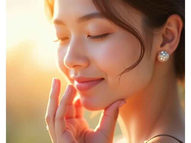 A woman with radiant, glowing skin reaching out, representing the Sylvara Glow philosophy of inner and outer radiance.