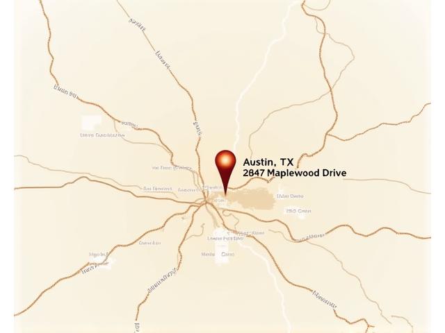 Placeholder map illustration pointing to Austin, TX office location.